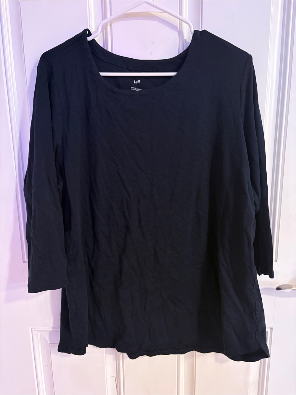 J. Jill Navy Scoop-Neck 3/4 Sleeve Tee